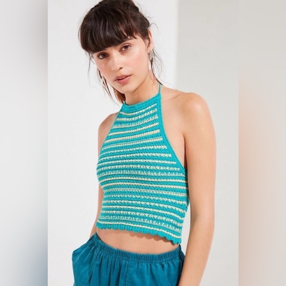 NWOT Urban Outfitters Teal and Cream Striped Tank Top